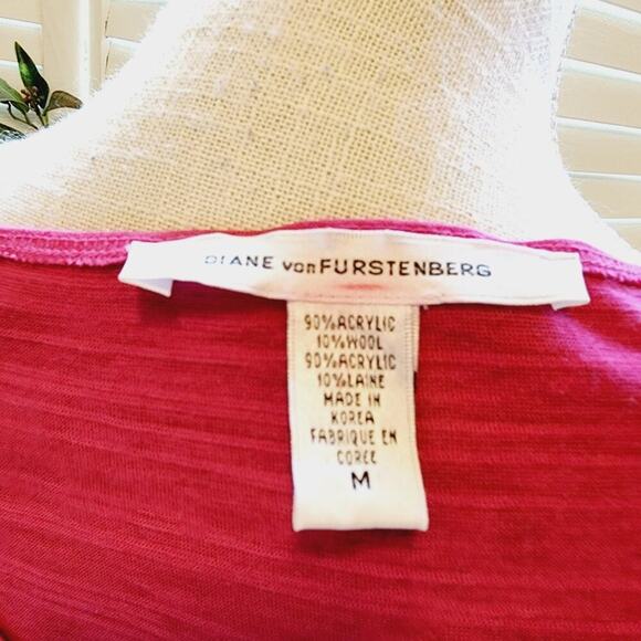 DIANE VON FURSTENBERG CREW NECK PINK/BLACK LAYERED BLOUSE SIZE MED - Picture 3 of 5